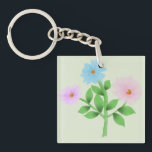 Ethereal Watercolor Wildflower Bouquet - Pastel Fl Sleutelhanger<br><div class="desc">A delicate, hand-painted digital watercolor illustration featuring a trio of ethereal wildflowers in soft shades of sky blue, misty purple, and blush pink. This botanical piece captures the fluid transparency of traditional watercolor with a modern, clean aesthetic. Perfect for cottagecore lovers, nursery decor, or anyone who appreciates the quiet beauty...</div>