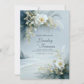 Ethereal White Floral Coastal Winter Beach Wedding Kaart (Voorkant)