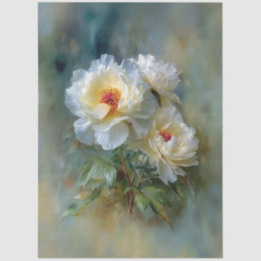 Ethereal White Peonies in Bloom Tissuepapier (Voorkant)