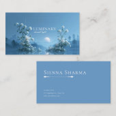 Ethereal White Rose Floral and Blue Moon Lake Visitekaartje (Voorkant / Achterkant)