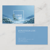 Ethereal White Rose Floral and Snowy Mountain Moon Visitekaartje (Voorkant / Achterkant)