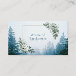Ethereal White Rose Pine Forest Winter Gold Frame Visitekaartje