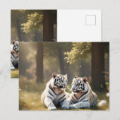 Ethereal White Tigers – Woodland Postcard Briefkaart (Voorkant / Achterkant)