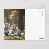 Ethereal White Tigers – Woodland Postcard Briefkaart (Achterkant)