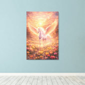 Ethereal Winged Unicorn of Light  | ManJiangHong F Canvas Afdruk (Insitu (Houten vloer))
