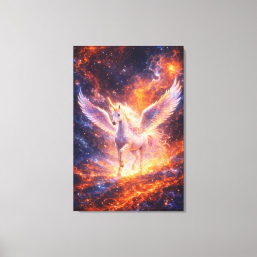 Ethereal Winged Unicorn of Light  | ManJiangHong F Canvas Afdruk (Voorkant)
