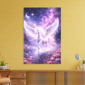 Ethereal Winged Unicorn of Light  | ManJiangHong F Canvas Afdruk (Insitu (Woonkamer))