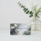 Ethereal Winter Floral Burgundy Rose and Icy Gray Visitekaartje (Staand voorkant)