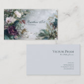 Ethereal Winter Floral Burgundy Rose and Icy Gray Visitekaartje (Voorkant / Achterkant)
