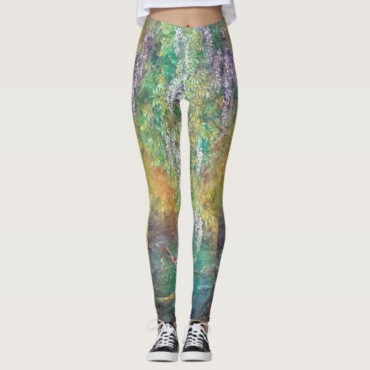 Ethereal Wisteria: The Koi's Golden Dream Leggings (Voorkant)