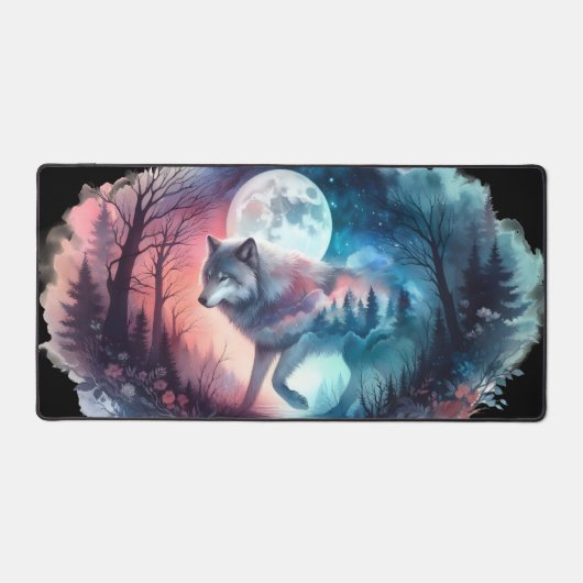 Ethereal Wolf in Moonlit Dual Realms Bureaumat (Voorkant)