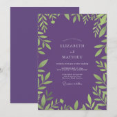Ethereale Amethist Blad Bruiloft Kaart (Voorkant / Achterkant)