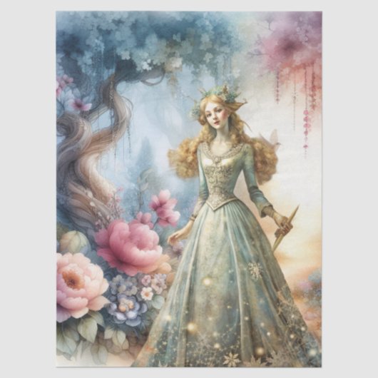 Ethereale Betoverde Hemelse Prinses Decoupage Tissuepapier (Voorkant)