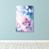 Ethereale Bladeren: Pastel Fluisterprint Canvas Afdruk (Insitu (Houten vloer))