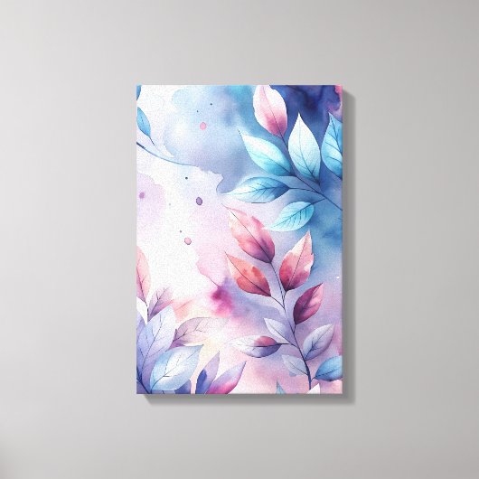 Ethereale Bladeren: Pastel Fluisterprint Canvas Afdruk (Voorkant)