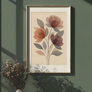 Ethereale Bloesems: Gedempte Waterverf Bloemendruk Poster