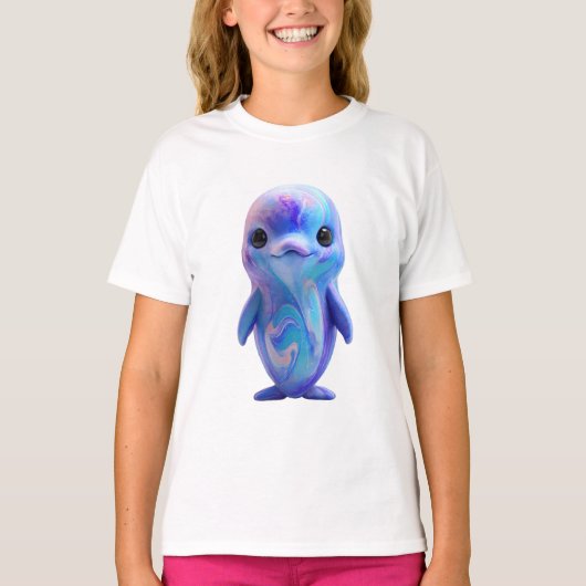 Ethereale gemarmerde iriserende baby dolfijn kinde t-shirt (Voorkant)