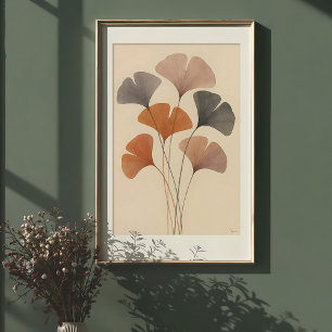 Ethereale Ginkgo Bladeren Waterverf Poster