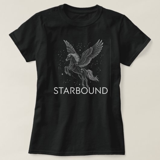 Ethereale Hemelse Pegasus - "Sterrengebonden" Kosm T-shirt (Design voorkant)