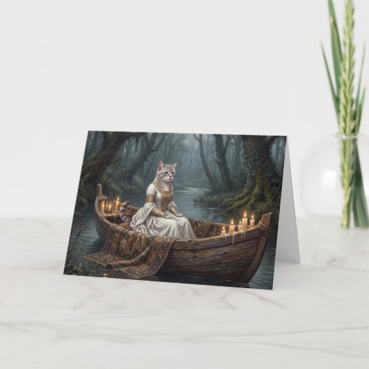 Ethereale kat in boot bedankkaart (Voorkant)