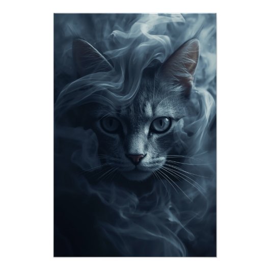 Ethereale Kat in Rook & Nevel – Mystieke Poster (Voorkant)