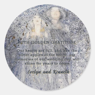 Ethereale Navy Art Nouveau Trouw Ronde Sticker