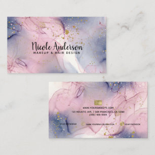 Ethereale Periwinkle Roze Gouden Inkt Fantasie Mak Visitekaartje
