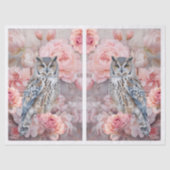 Ethereale Roze Bloemen & Uil Decoupage Tissuepapier (Voorkant)