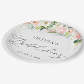 Ethereale Roze Bruidsboeket Rozen Bruiloft Papieren Bordje (Gekanteld)