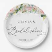 Ethereale Roze Bruidsboeket Rozen Bruiloft Papieren Bordje (Voorkant)