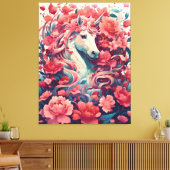 Ethereale Roze Eenhoorn Fantasy Kunst Canvas Afdruk (Insitu (Woonkamer))