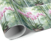 Ethereale Roze Orchideeën en Bamboe Cadeaupapier (Rol Hoek)