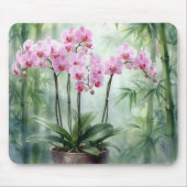 Ethereale Roze Orchideeën en Bamboe Muismat (Voorkant)