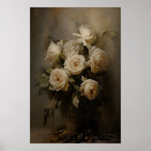 Ethereale Rozen Antieke Bloemen Stilleven, Sfeervo Poster