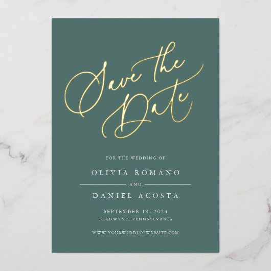 Ethereale Script Folie Save the Date Kaart (Voorkant)