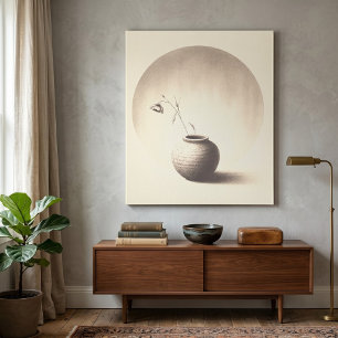 Ethereale Sepia Stilleven - Gedroogde Bloem in Vaa Canvas Afdruk