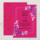 Ethereale Stof Roze Bloem Clipart Uitnodiging (Voorkant / Achterkant)