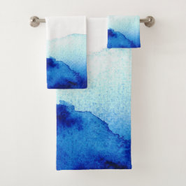 Ethereale waterverf indigo blauw bad handdoek