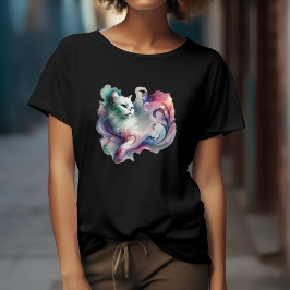 Ethereale Waterverf Kat T-shirt
