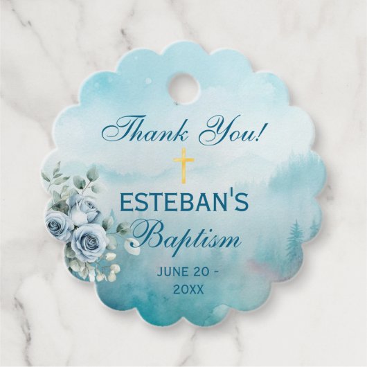 Ethereale waterverfbaptism bedankjes labels (Voorkant)