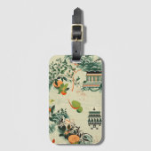 Ethereales Orangenmuster mit Zen-Tempeln Bagagelabel (Voorkant (verticaal))