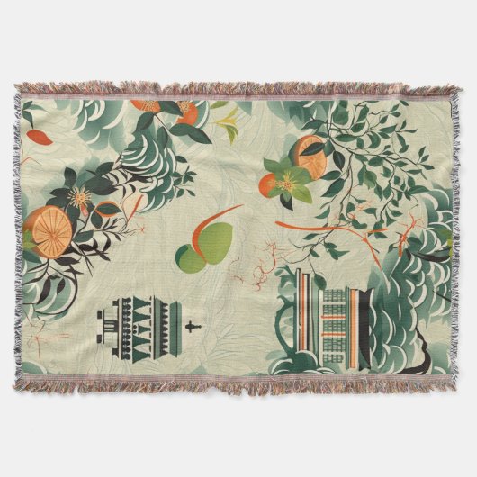 Ethereales Orangenmuster mit Zen-Tempeln Deken (Voorkant)