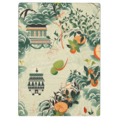 Ethereales Orangenmuster mit Zen-Tempeln Klembord (Achterkant)