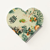 Ethereales Orangenmuster mit Zen-Tempeln Notitieboek (Achterkant)