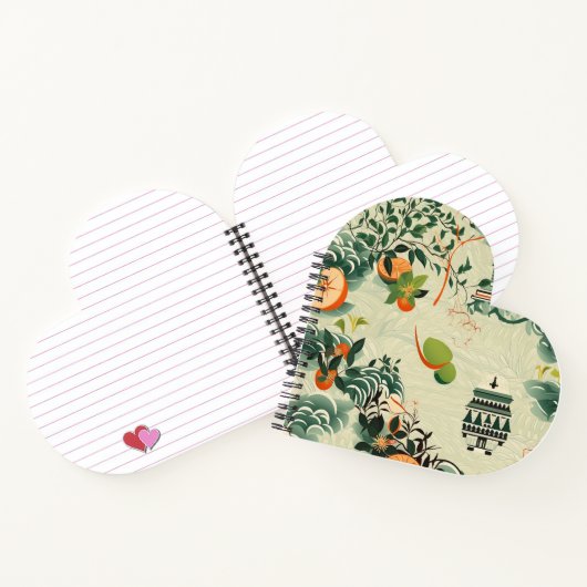 Ethereales Orangenmuster mit Zen-Tempeln Notitieboek (Binnen)
