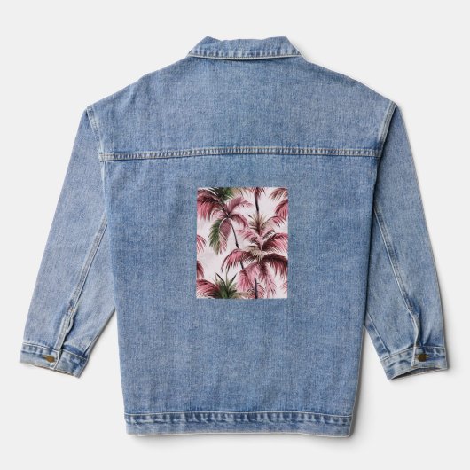Ethereales Rosé-Palmenmuster Denim Jacket (Achterkant)