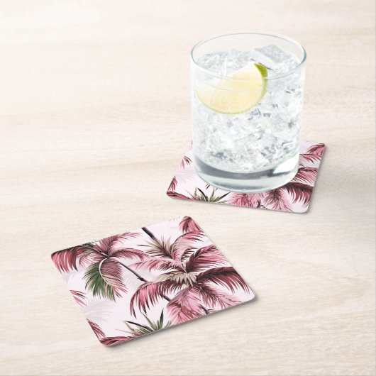 Ethereales Rosé-Palmenmuster Kartonnen Onderzetters (Insitu)