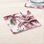 Ethereales Rosé-Palmenmuster Kartonnen Onderzetters (Schuin)