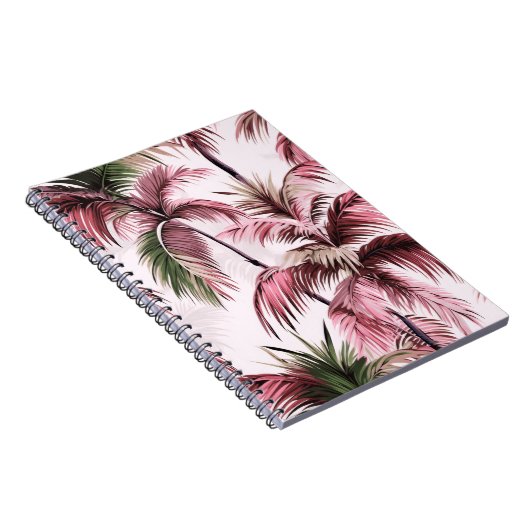 Ethereales Rosé-Palmenmuster Notitieboek (Rechterzijde)