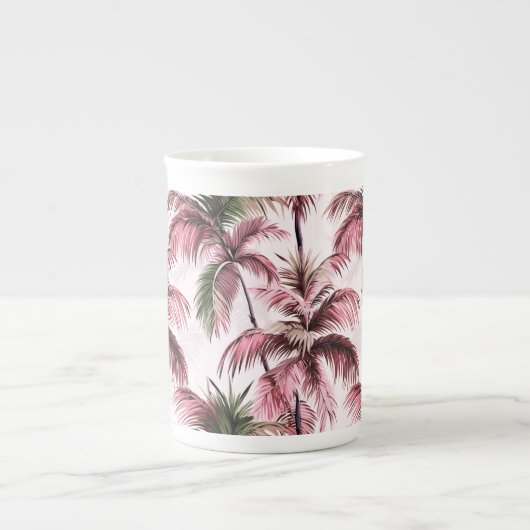 Ethereales Rosé-Palmenmuster Porselein Kop (Voorkant)